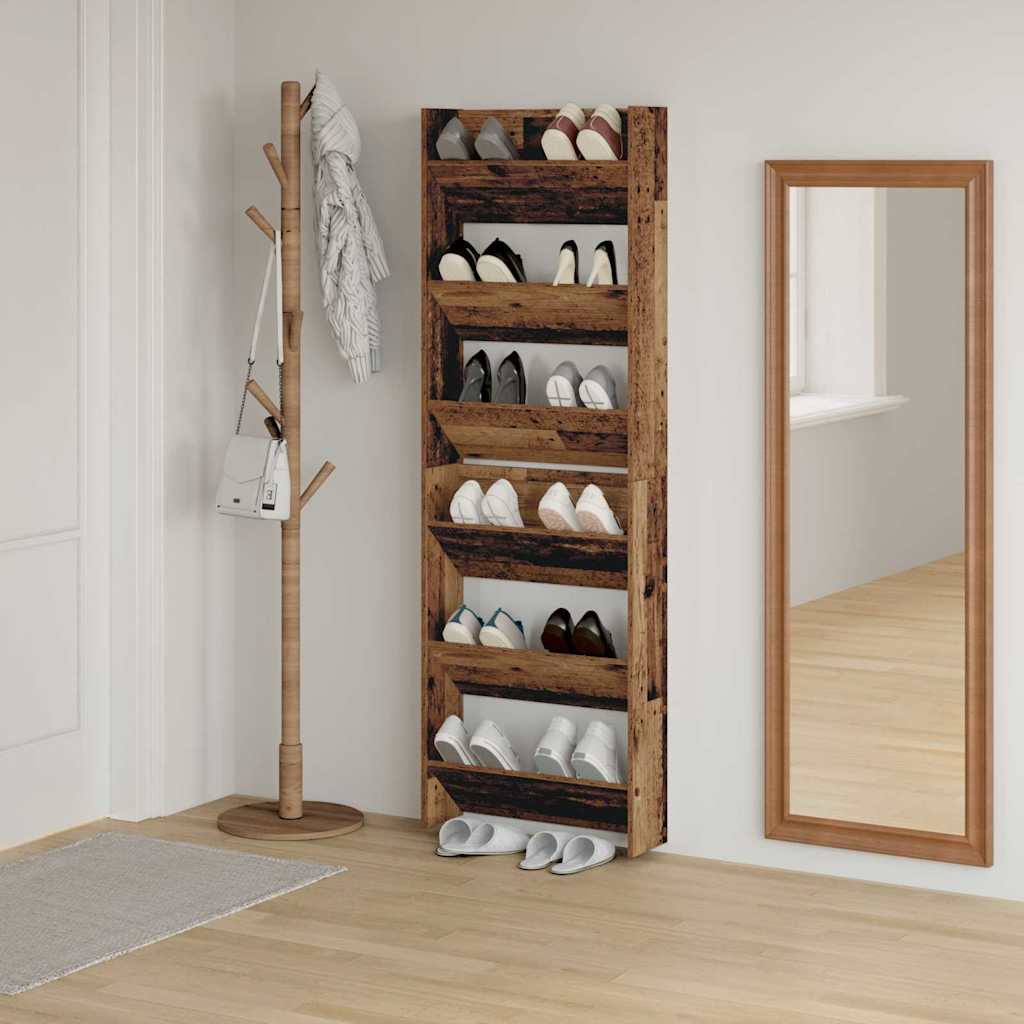 Wand-Schuhschränke 4 Stk. Weiß 60x18x60 cm Holzwerkstoff