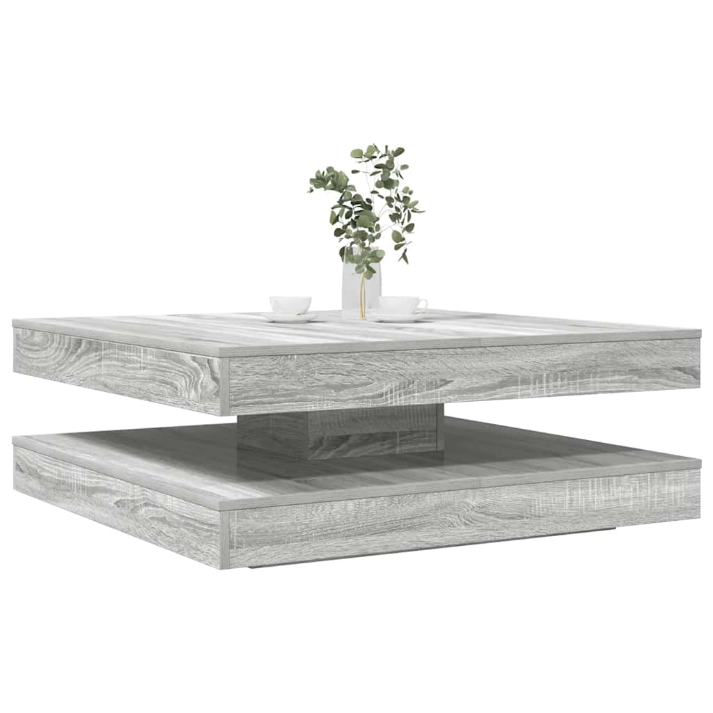 Couchtisch 360-Grad Drehbar Weiß 90x90x34,5 cm
