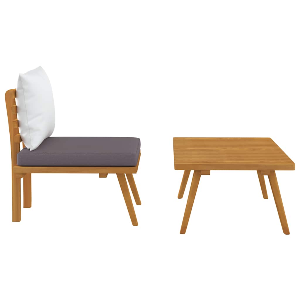 2-Sitzer-Gartensofa mit Kissen Massivholz Akazie