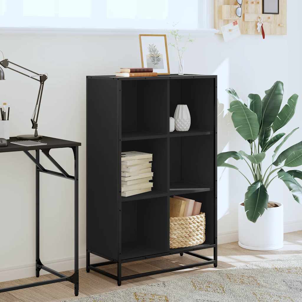 Bücherregal Schwarz 97,5x33x107,5 cm Holzwerkstoff und Metall