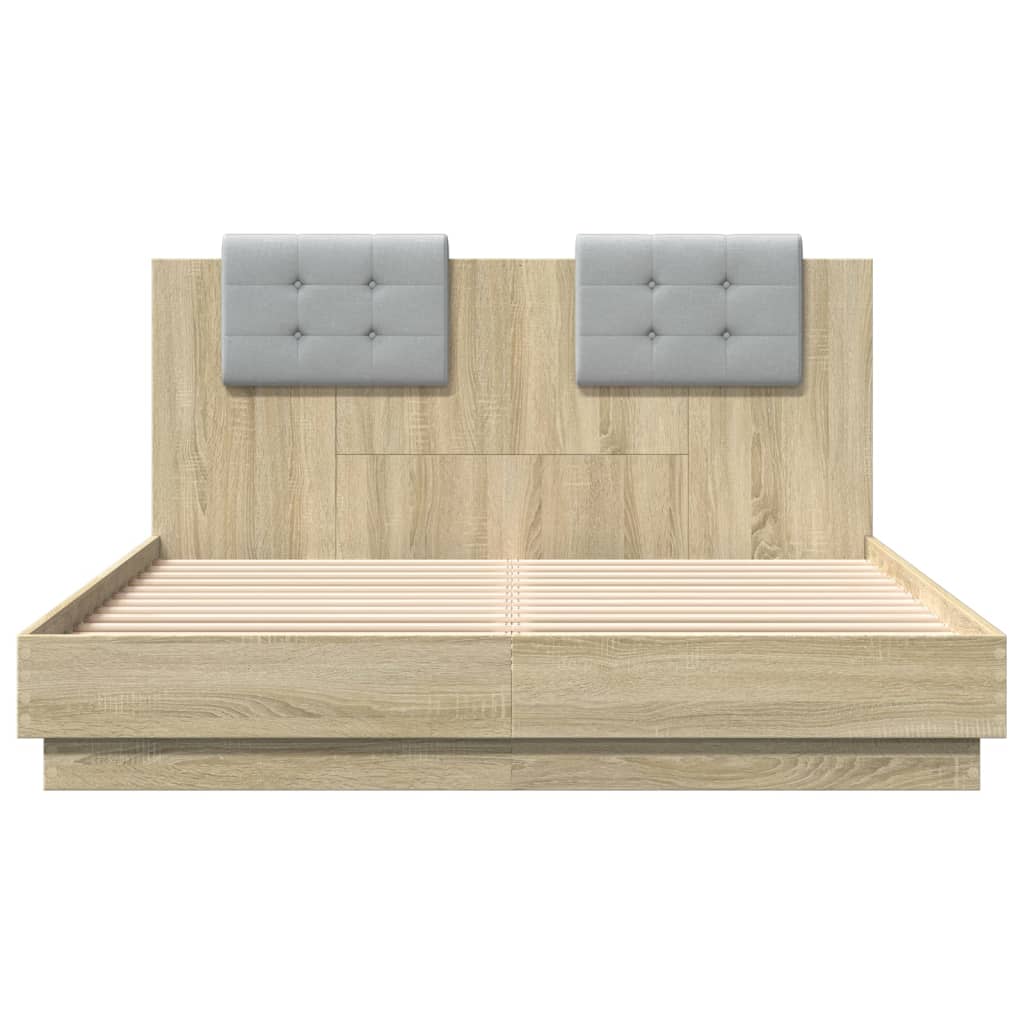 Bettgestell mit Kopfteil Grau Sonoma 180x200 cm Holzwerkstoff