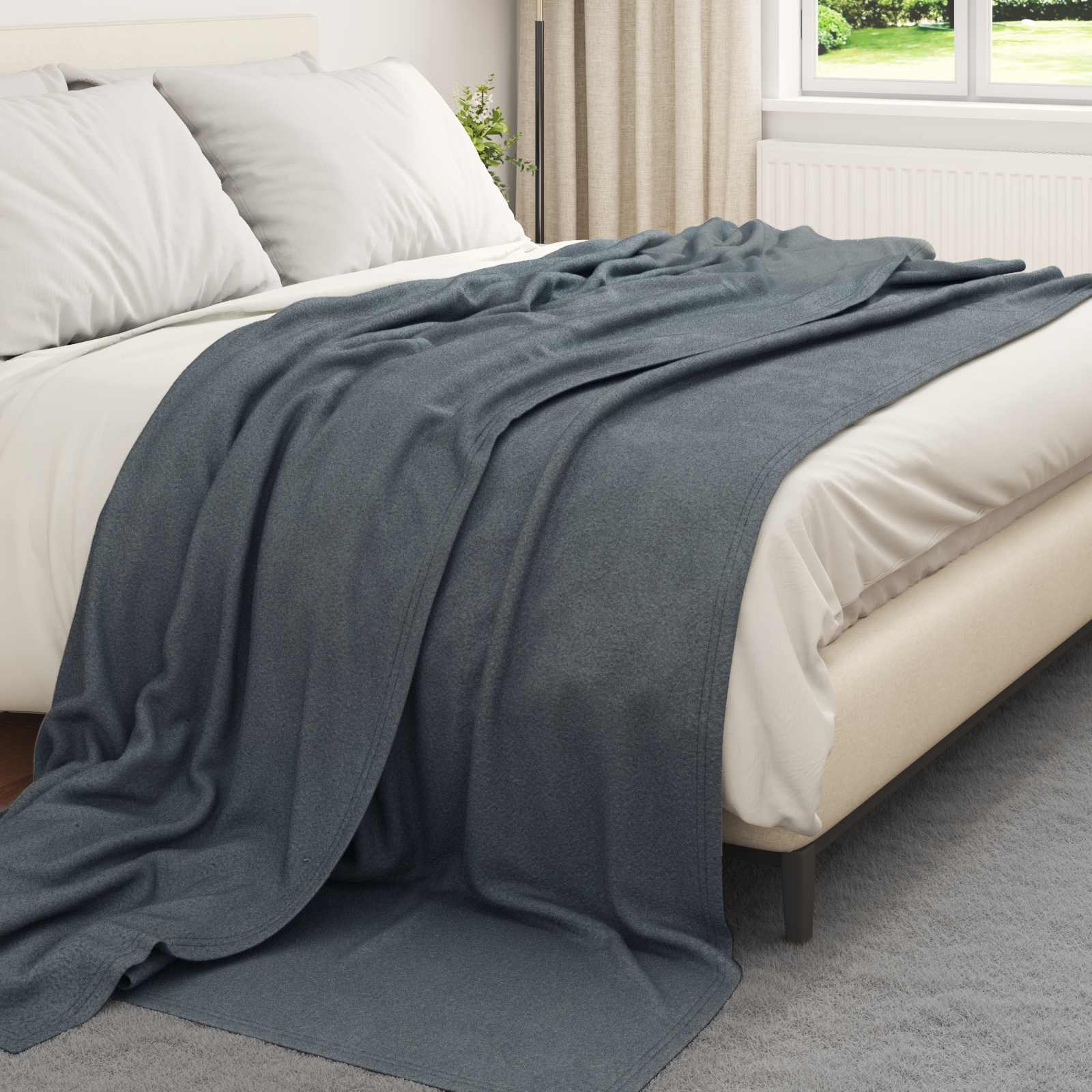 Überwurfdecke Beige 170 x 130 cm Fleece