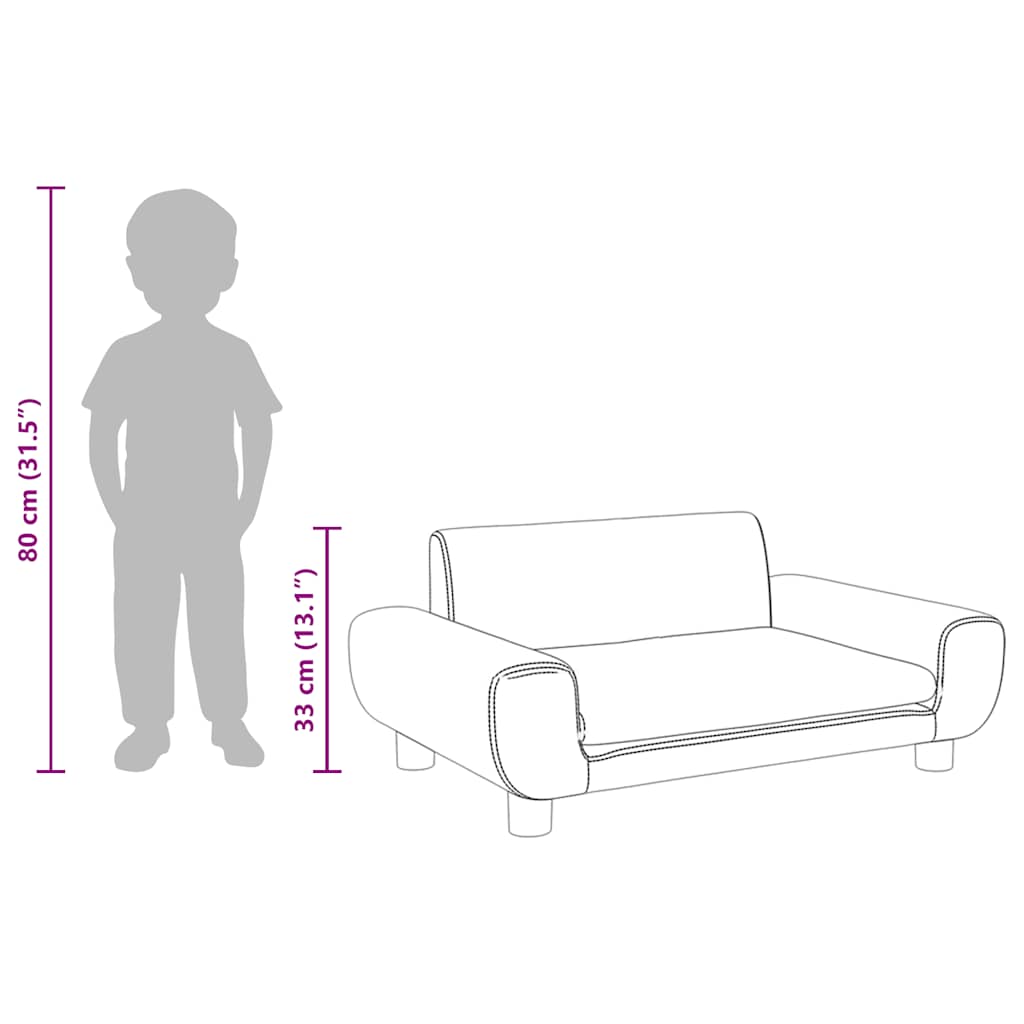 Kindersofa Blau 100x54x33 cm Samt