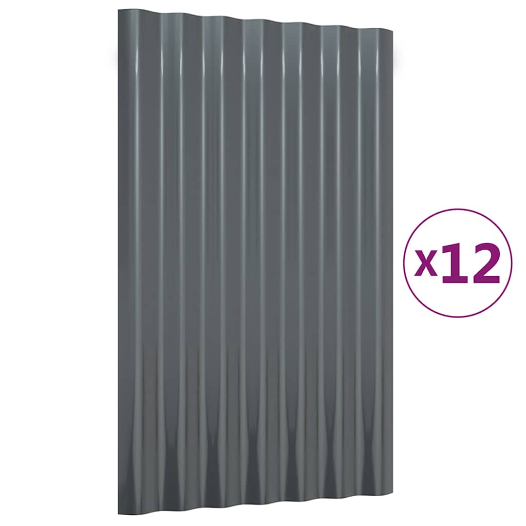 Dachpaneele 12 Stk. Verzinkter Stahl Grün 100x36 cm