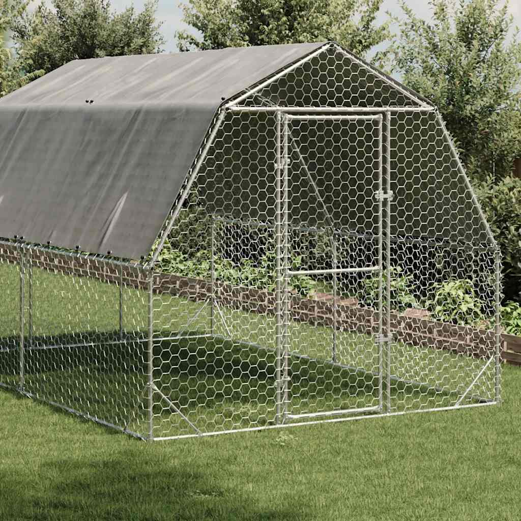 Hühnerstall 2,5x4x2,25 m Verzinkter Stahl