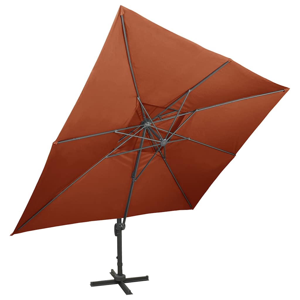 Ampelschirm mit Doppeldach 300 x 300 cm Sand