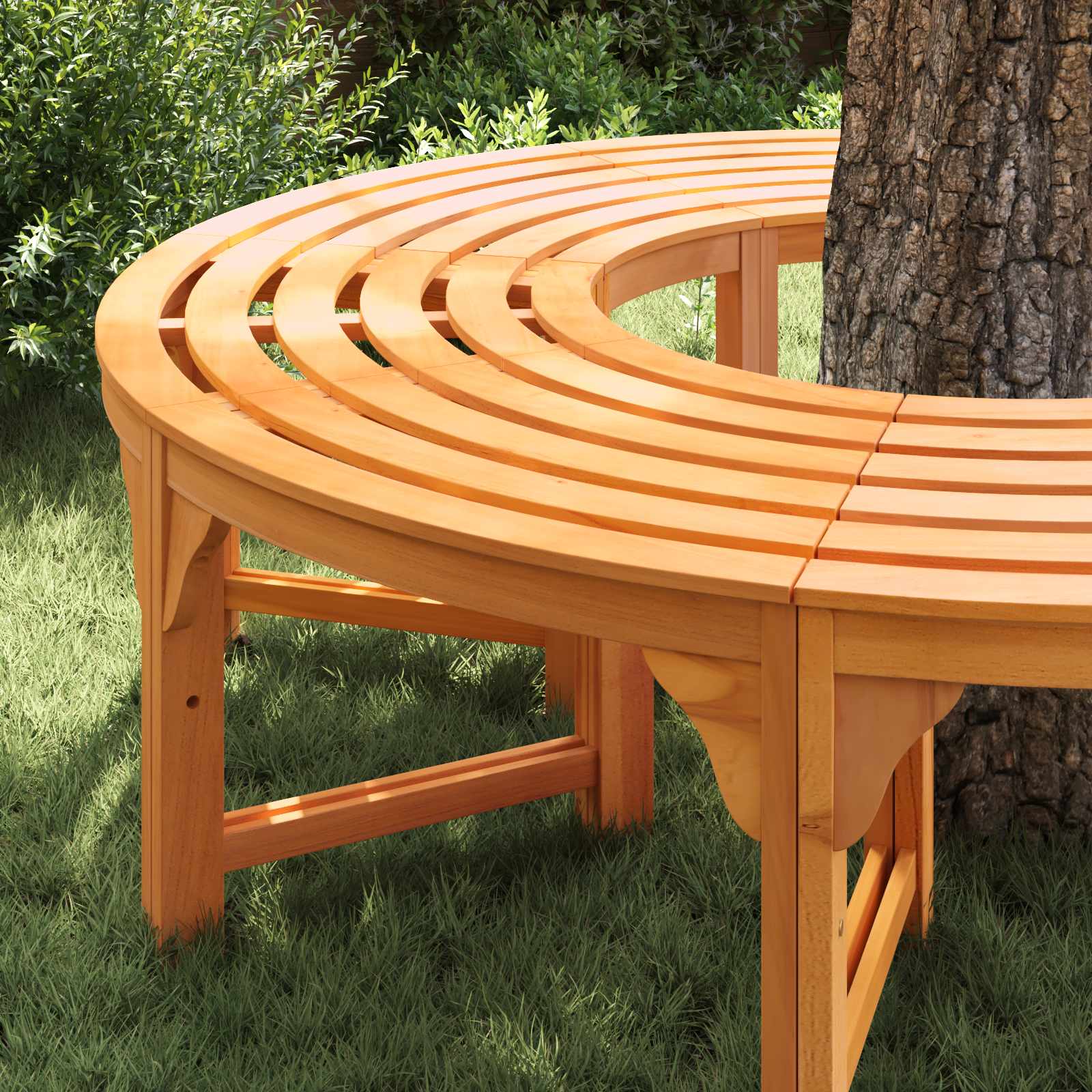 Baumbank Rund Ø208 cm Massivholz Eukalyptus