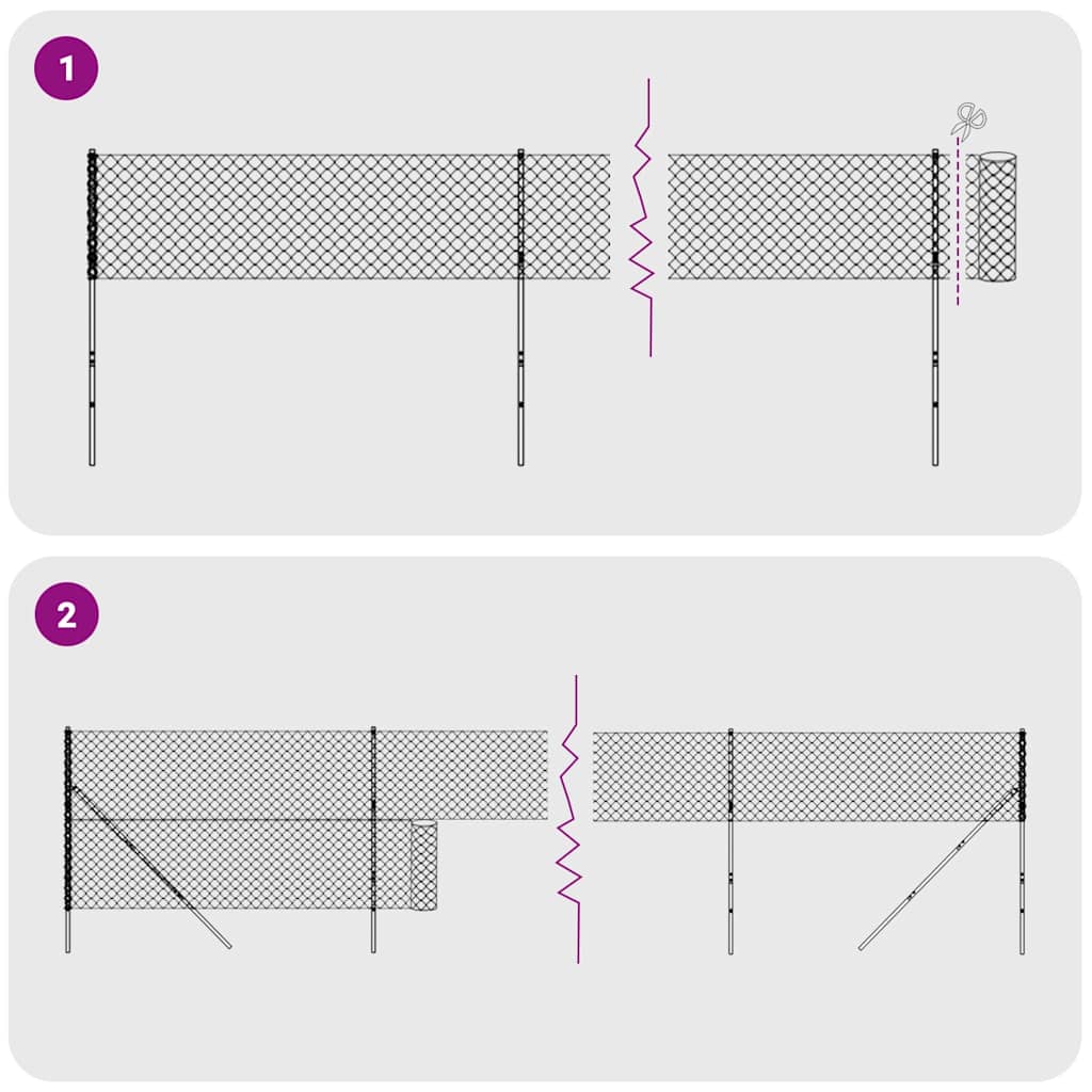 Maschendrahtzaun mit Bodenhülsen Grün 2x10 m