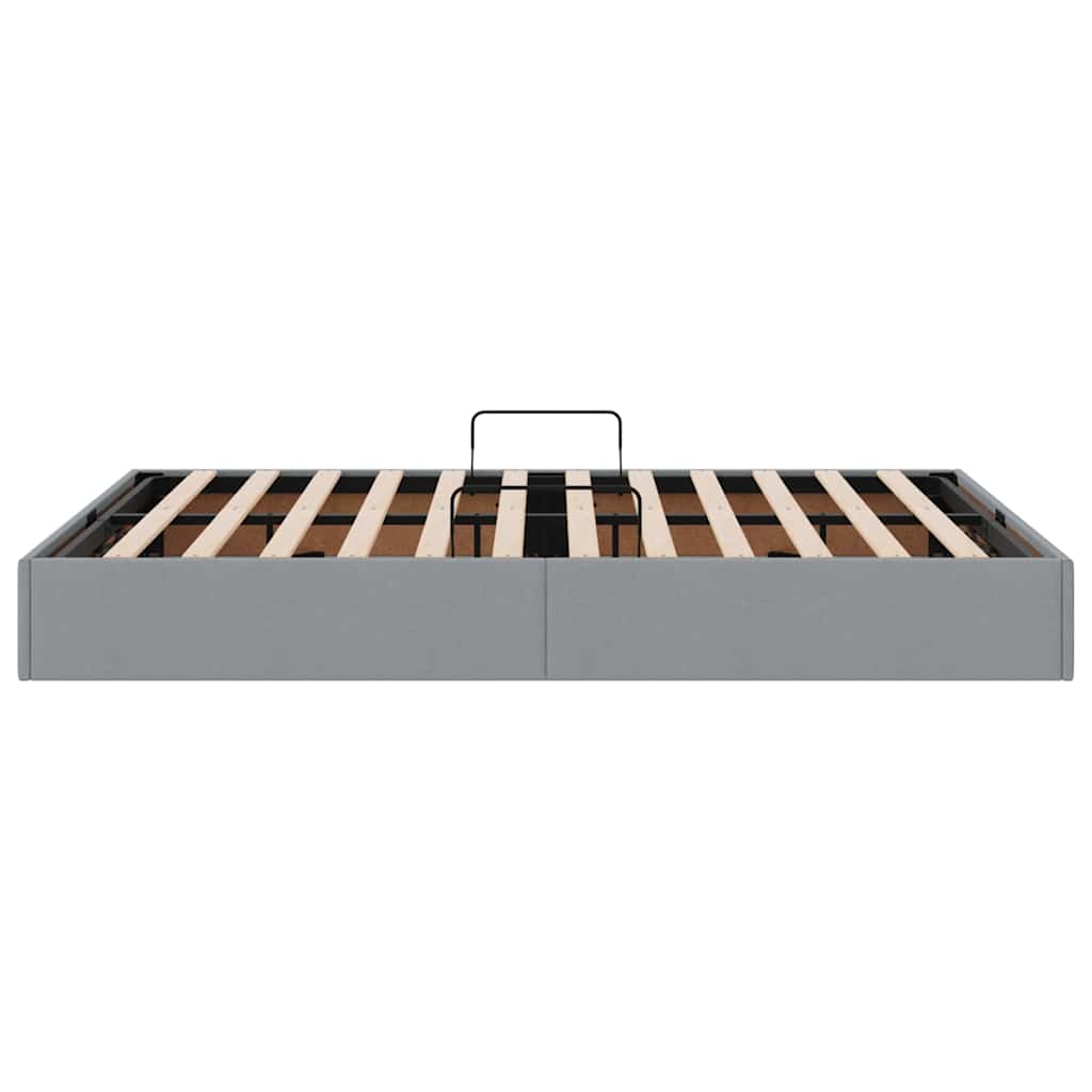 Aufbewahrungsbett mit Kopfteil Hellgrau 90 x 190 cm Stoff