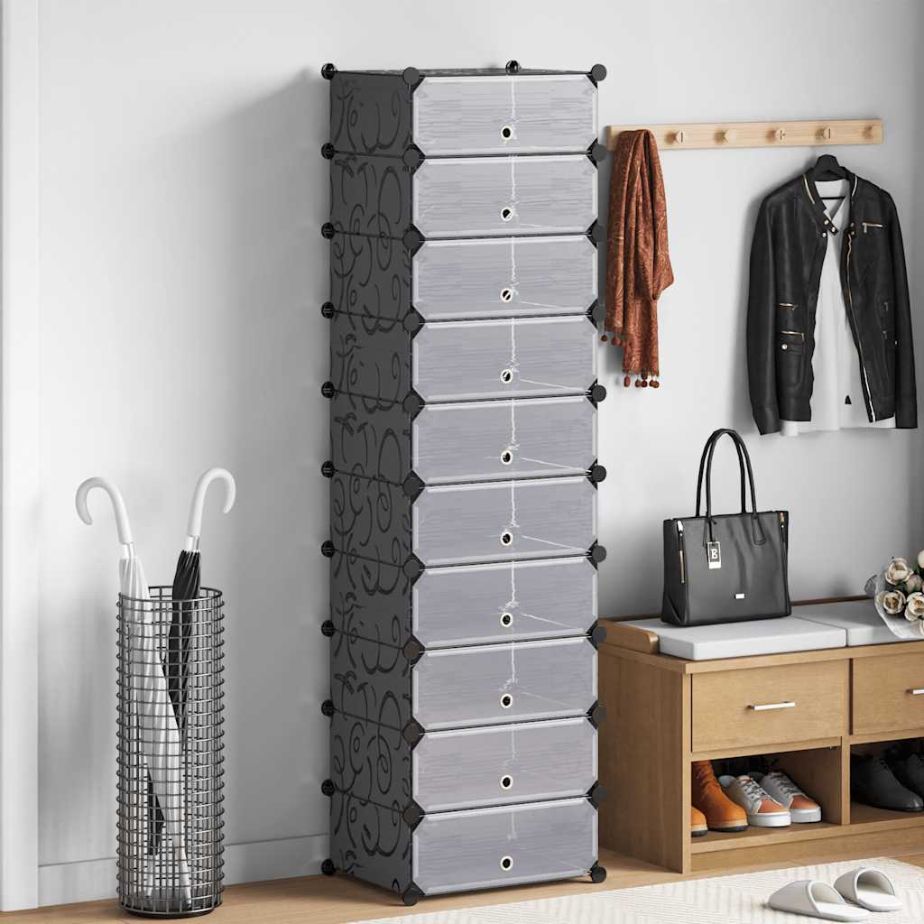 Schuh-Organizer Zusammenklappbar mit 10 Fächern Weiß