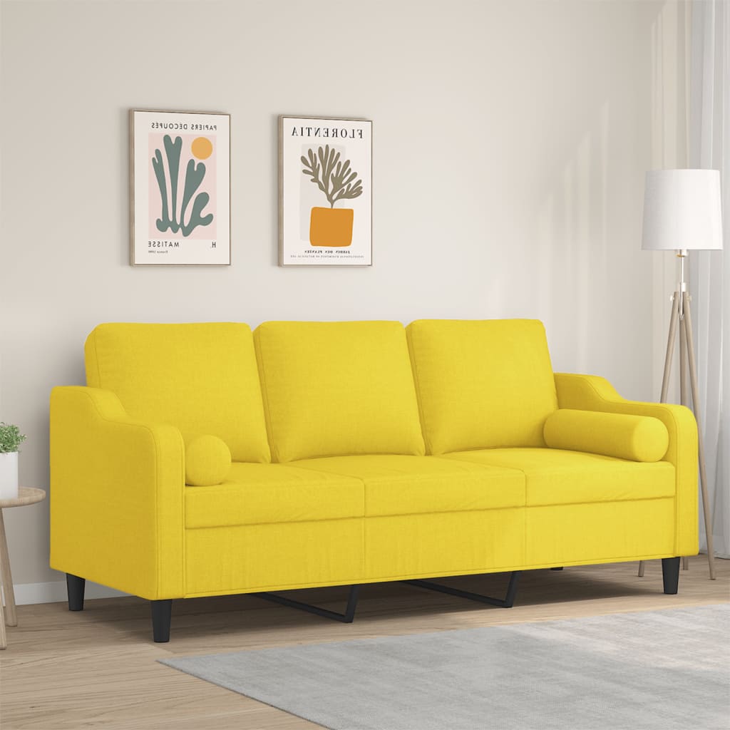 2-Sitzer-Sofa mit Zierkissen Braun 120 cm Stoff