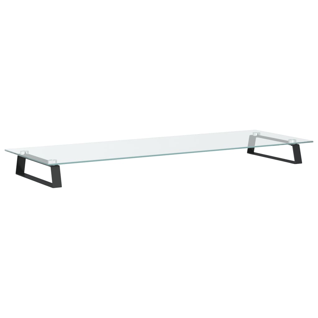 Monitorständer Weiß 60x20x8 cm Hartglas und Metall