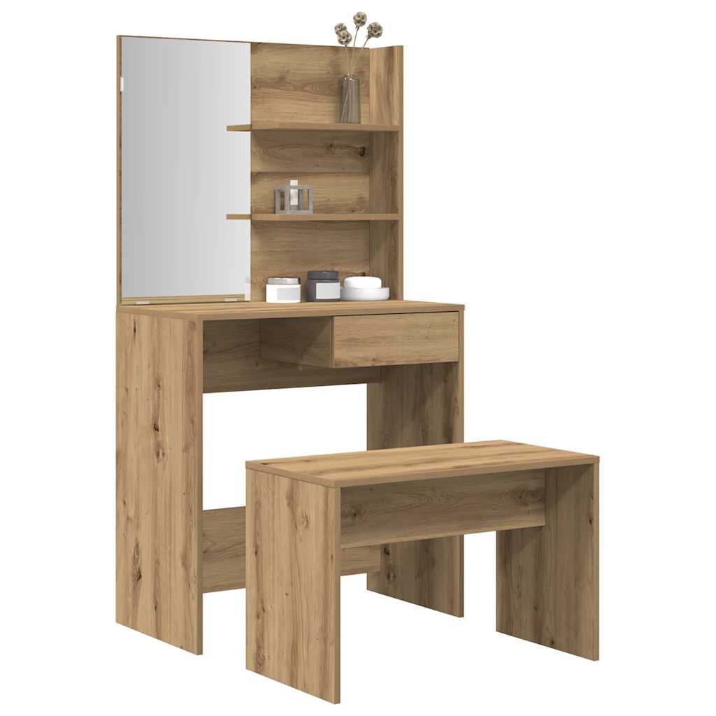Schminktisch-Set Weiß 74,5x40x141 cm