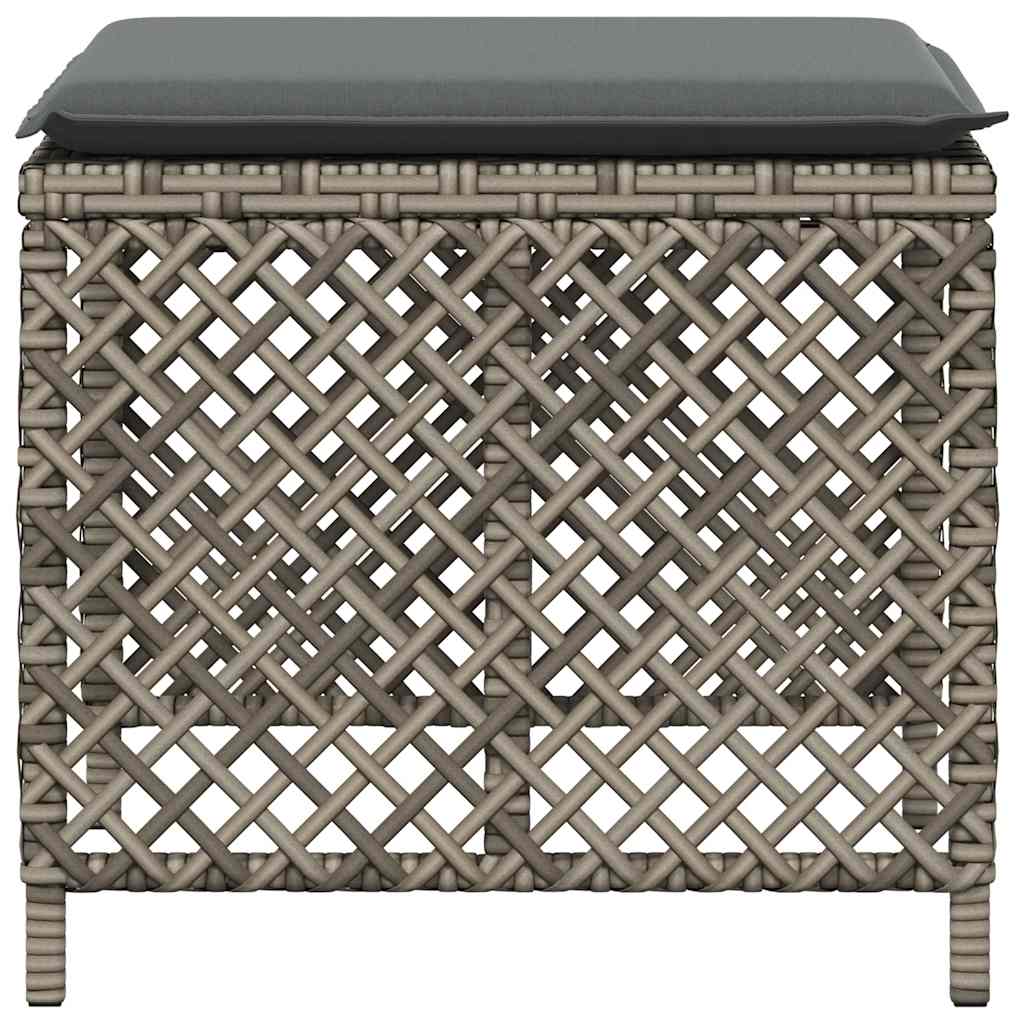 Gartenhocker mit Kissen 4 Stk. Schwarz 41x41x36 cm Poly Rattan