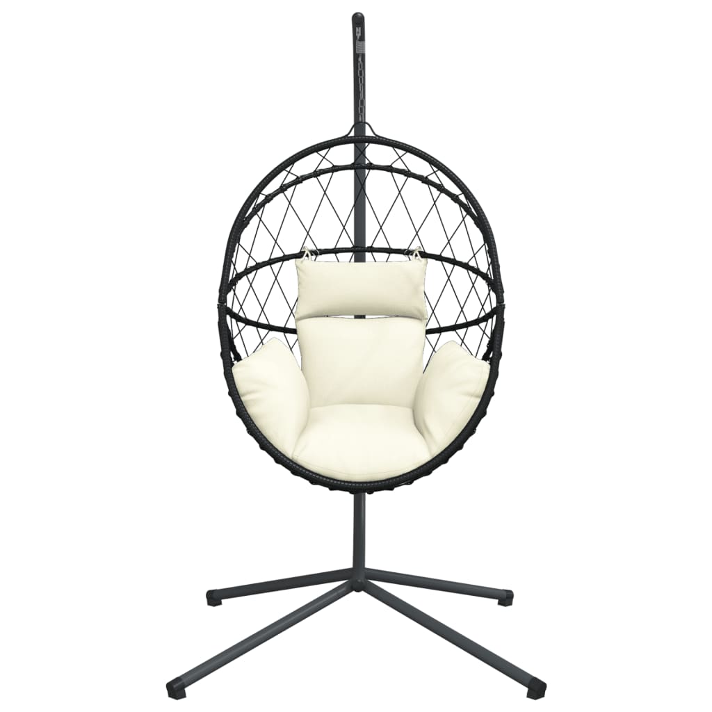 Hängesessel Ei-Design mit Ständer Anthrazit Rattan und Stahl