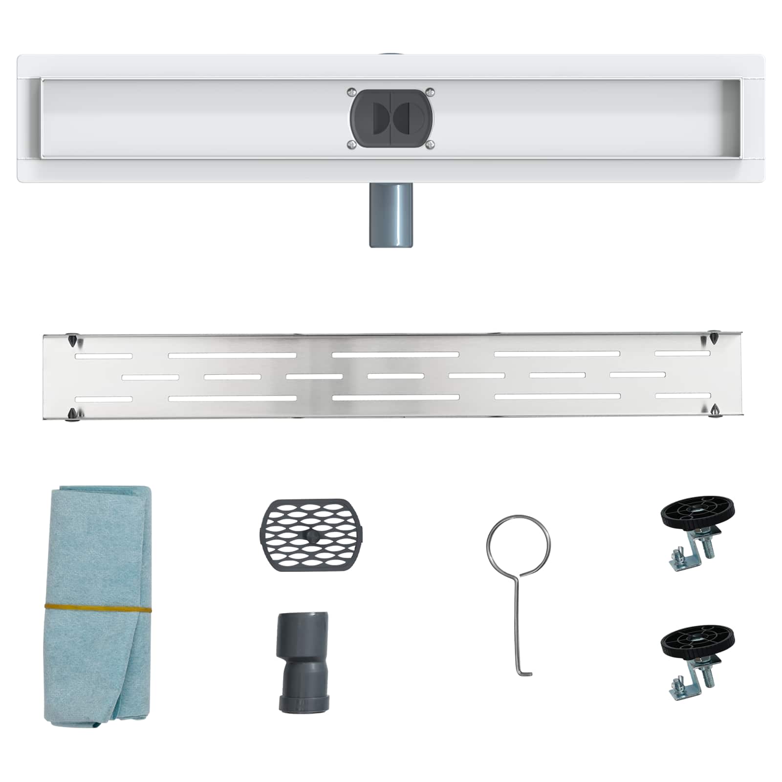 Duschabfluss mit Glashülle und 360° Siphon Schwarz 50 cm