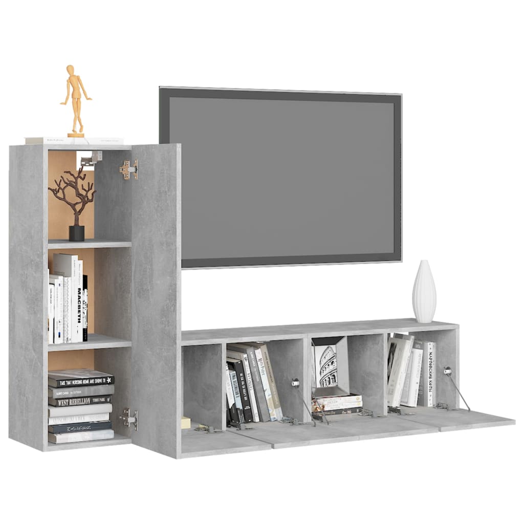 3-tlg. TV-Schrank-Set Weiß Holzwerkstoff