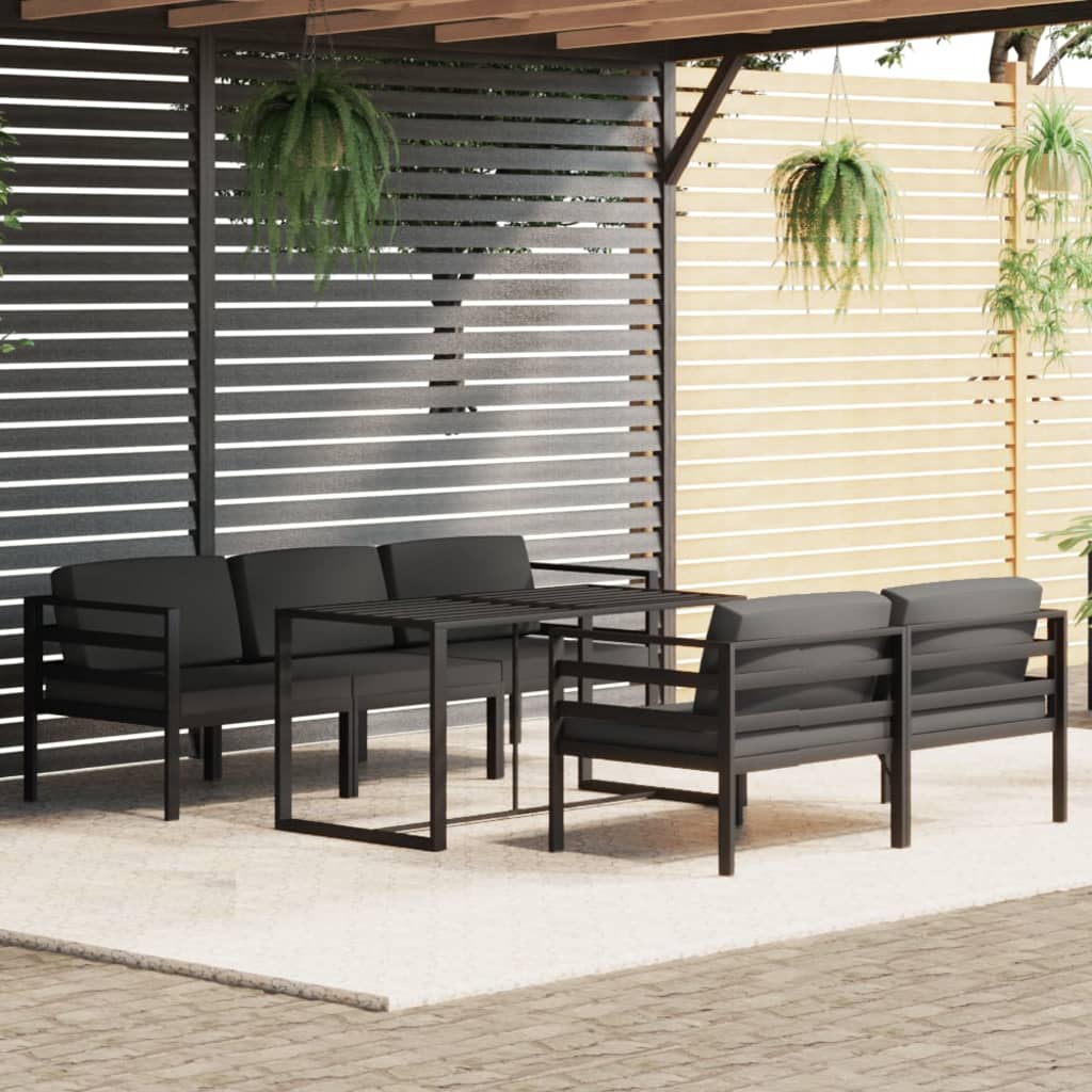 10-tlg. Garten-Lounge-Set mit Kissen Aluminium Anthrazit