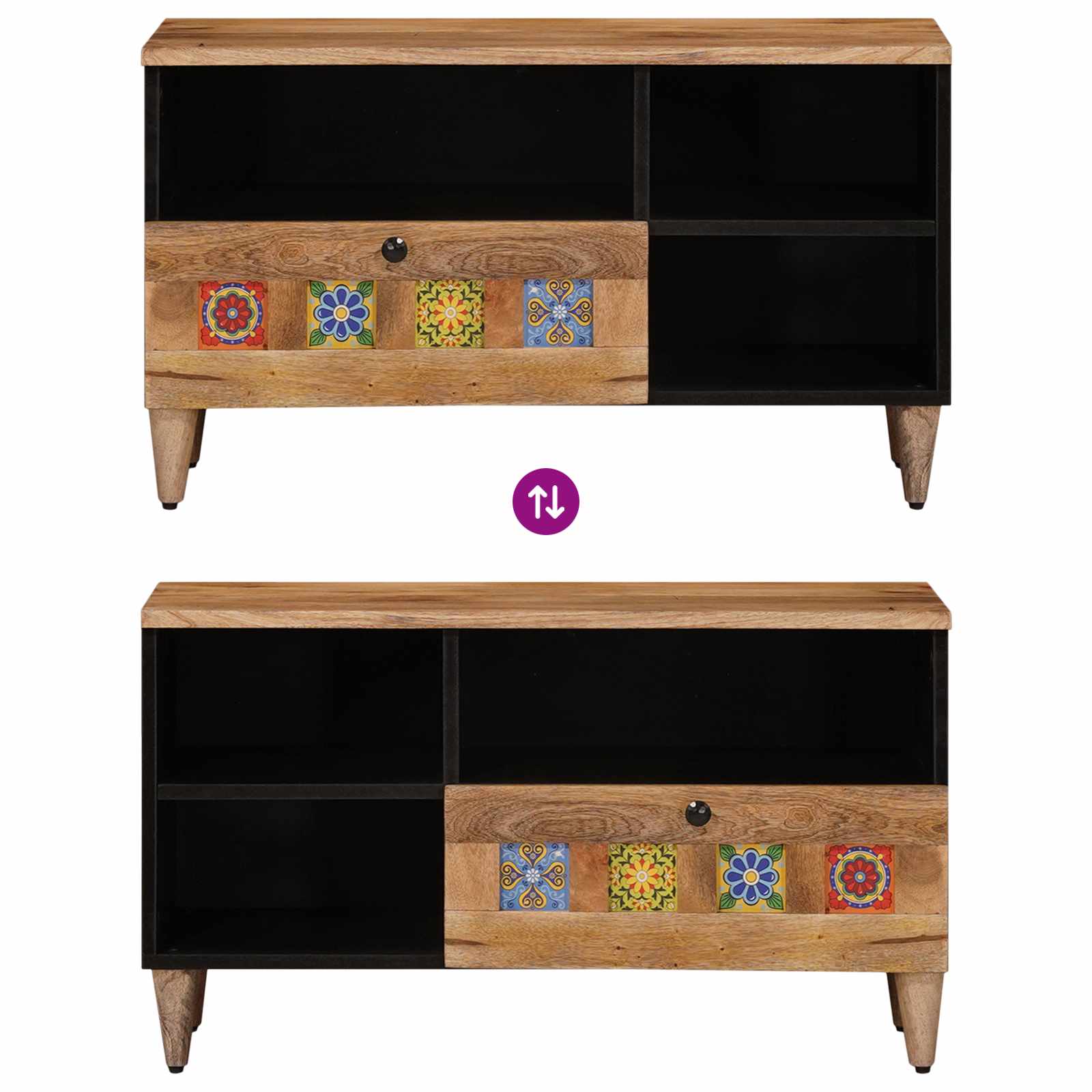 TV-Schränk mit Regal Walnuss 80 x 33 x 46 cm Massivholz Mango