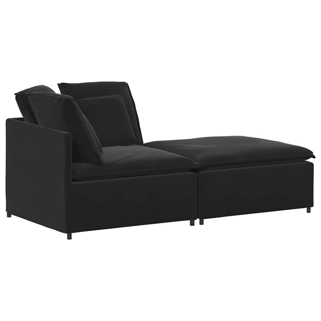 Modulares Sofa mit Fußhocker Kissen Samt Blau