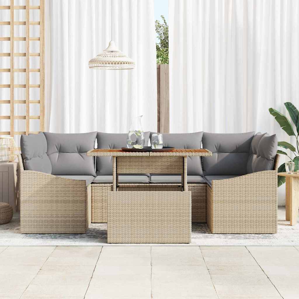 Garten Essgruppe mit Kissen 7 pcs Schwarz und Creme