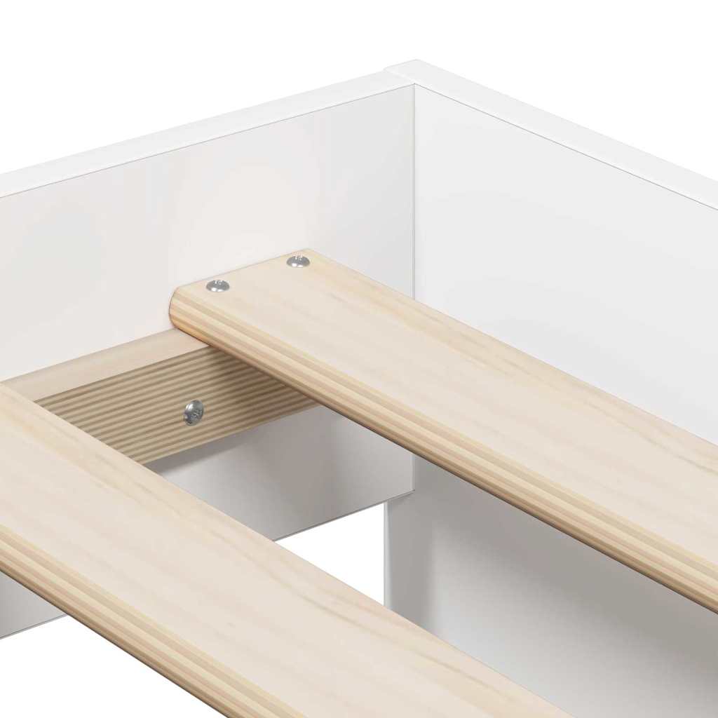 Aufbewahrungsbettgestell mit Speicher Weiß 80 cm Holzwerkstoff