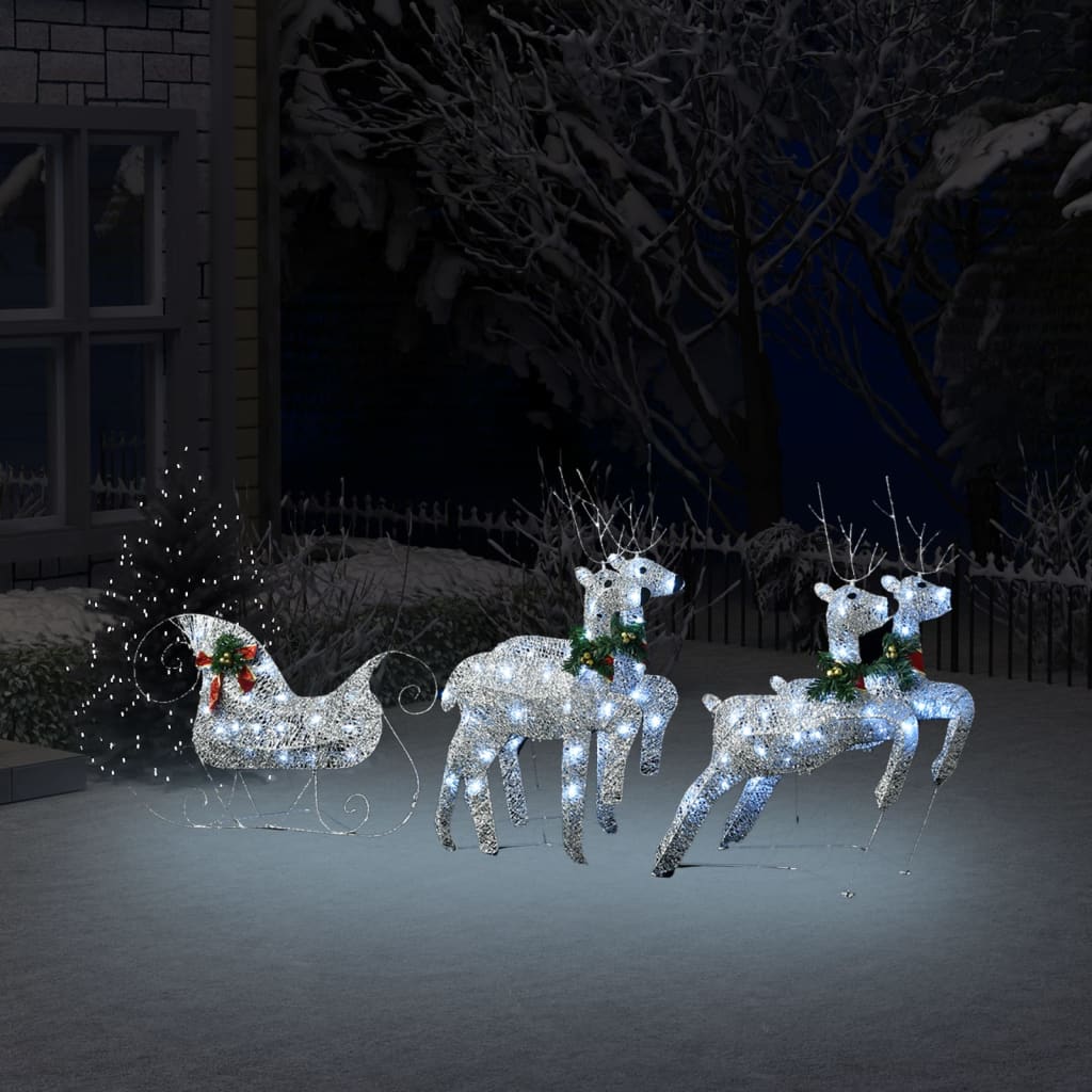 Weihnachtsdeko Rentier & Schlitten 60 LEDs Outdoor Golden
