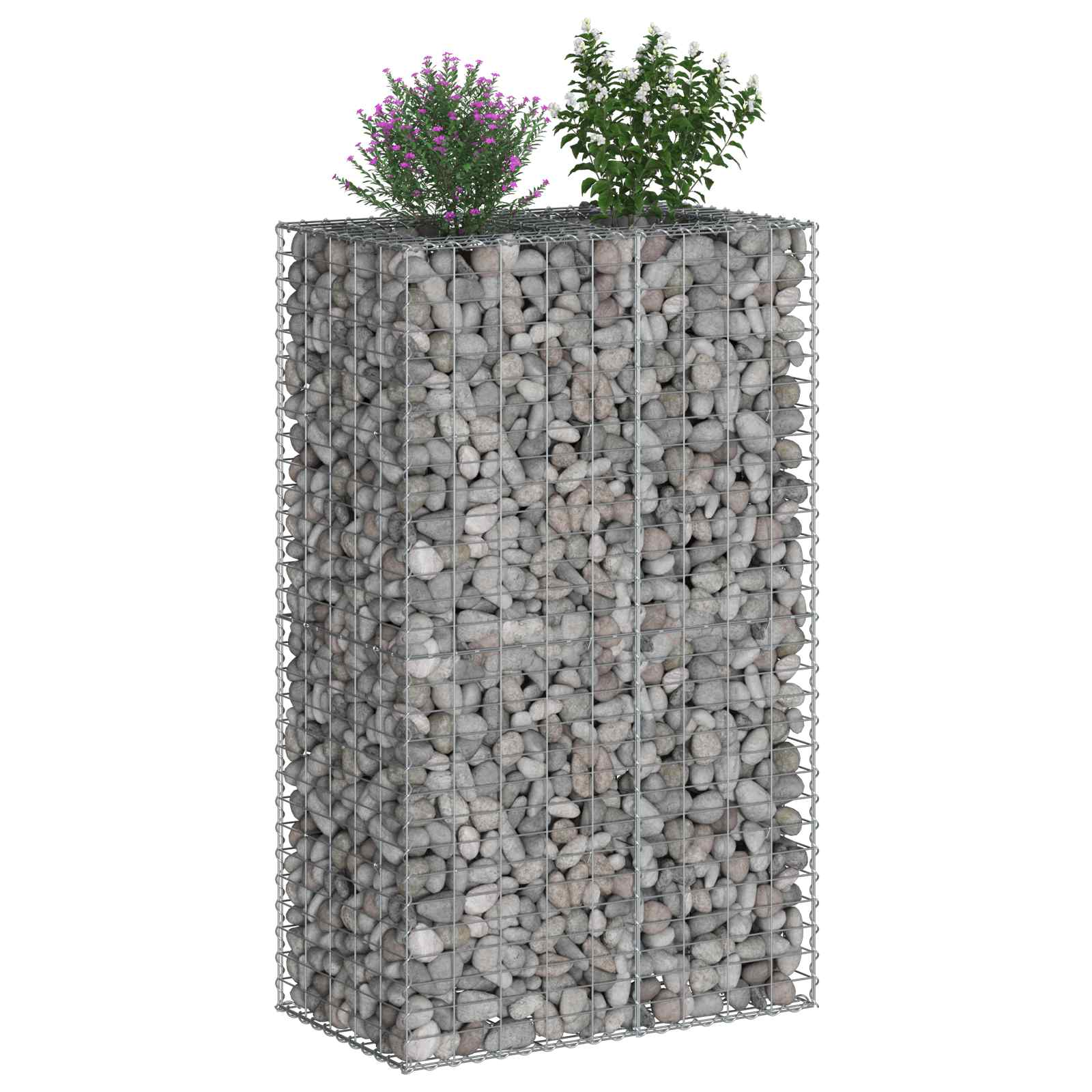 Gabionen Hochbeet 2 pcs Silber 260 x 60 x 55 cm