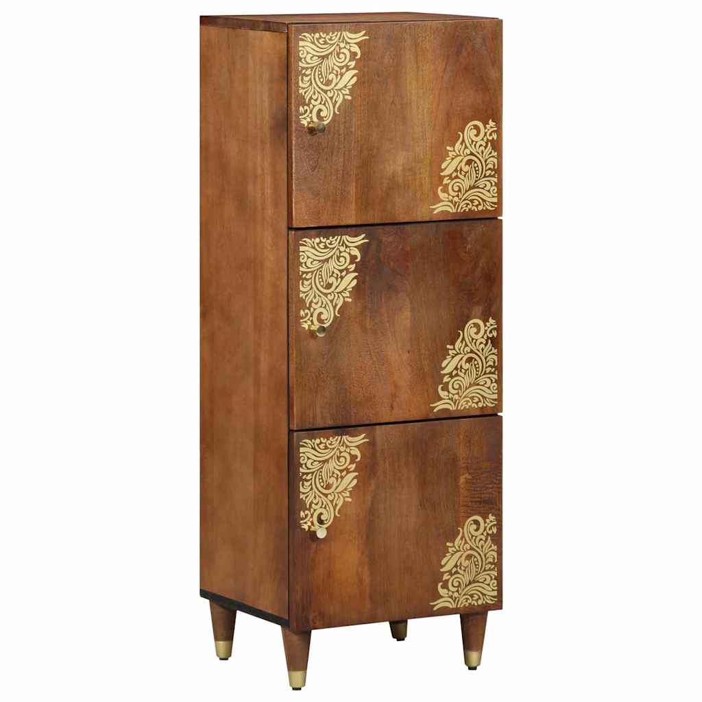 Highboard mit Regal Braun 40 x 33 x 110 cm Massivholz Mango