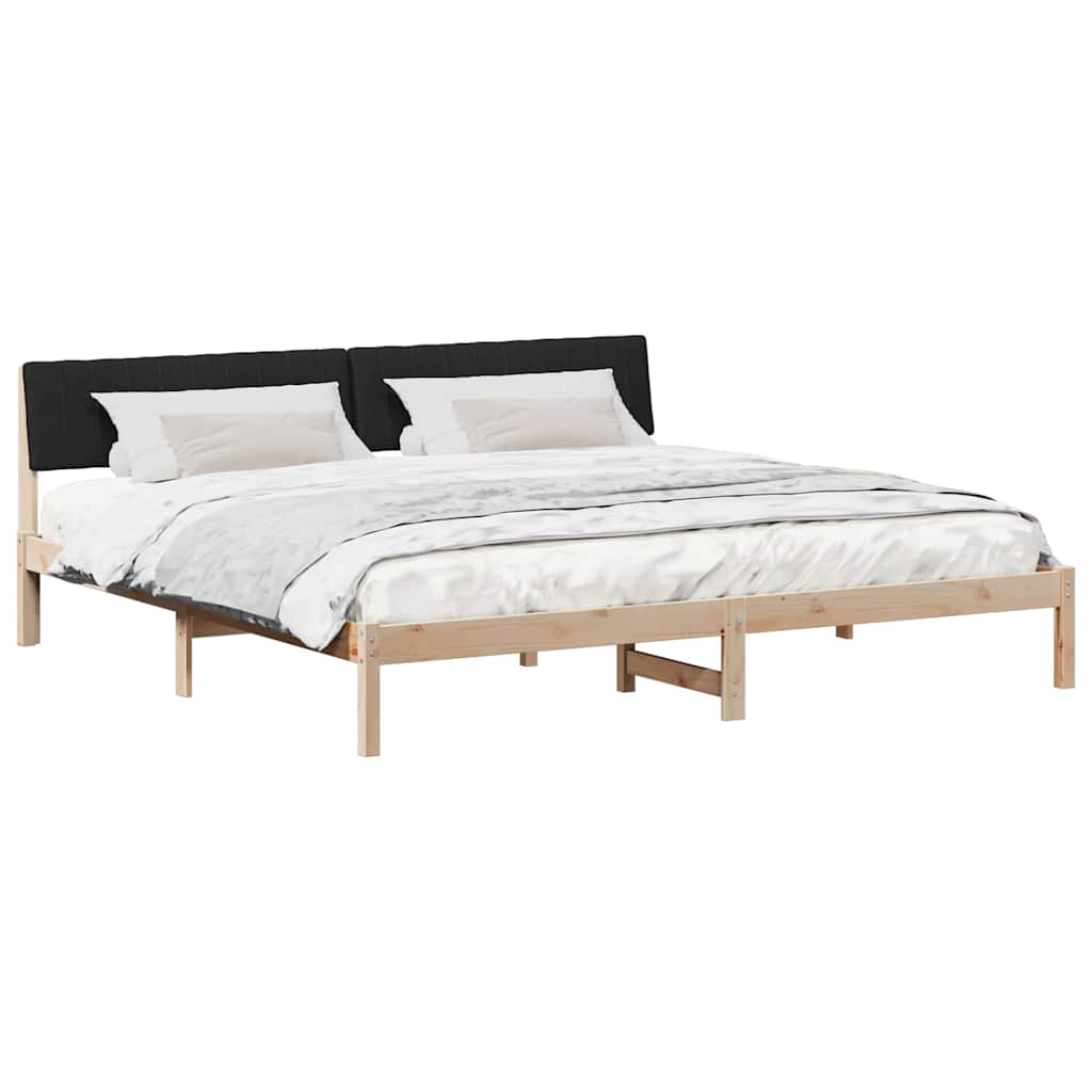 Bettgestell Braun und hellgrau 200 x 200 cm Massivholz Kiefer