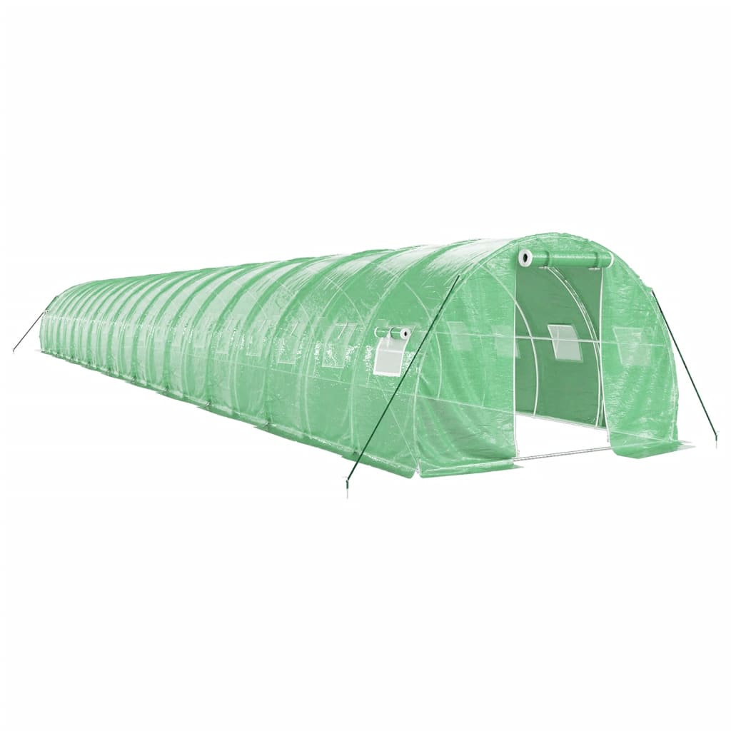 Gewächshaus mit Stahlrahmen Grün 48 m² 16x3x2 m