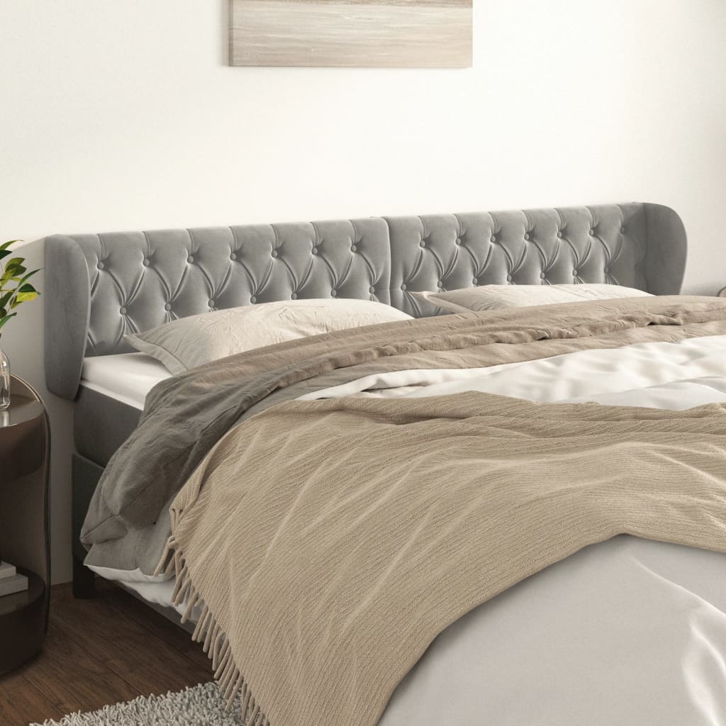 Kopfteil mit Ohren Dunkelblau 93x23x78/88 cm Samt