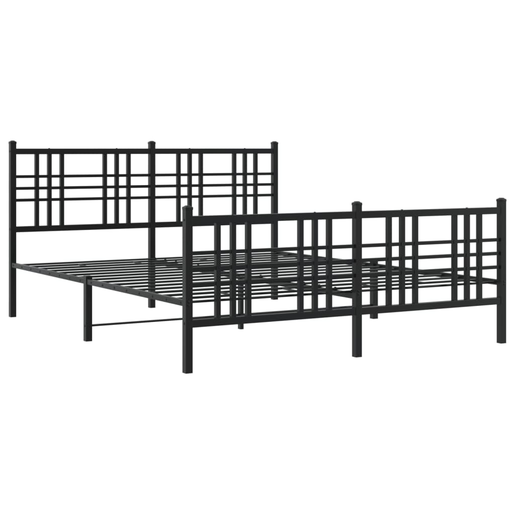 Bettgestell mit Kopf- und Fußteil Metall Schwarz 90x200 cm