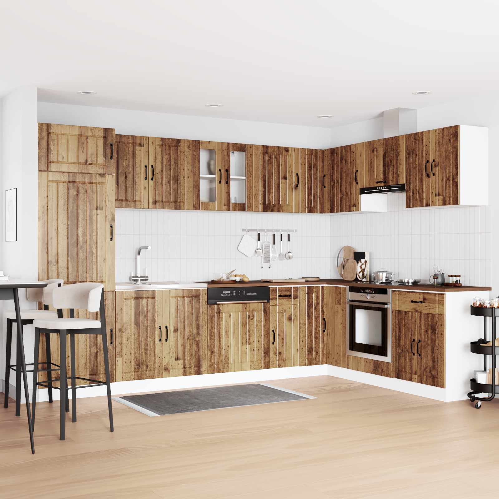 Waschbecken-Unterschrank mit Tür Lucca 2 pcs Weiß Holzwerkstoff