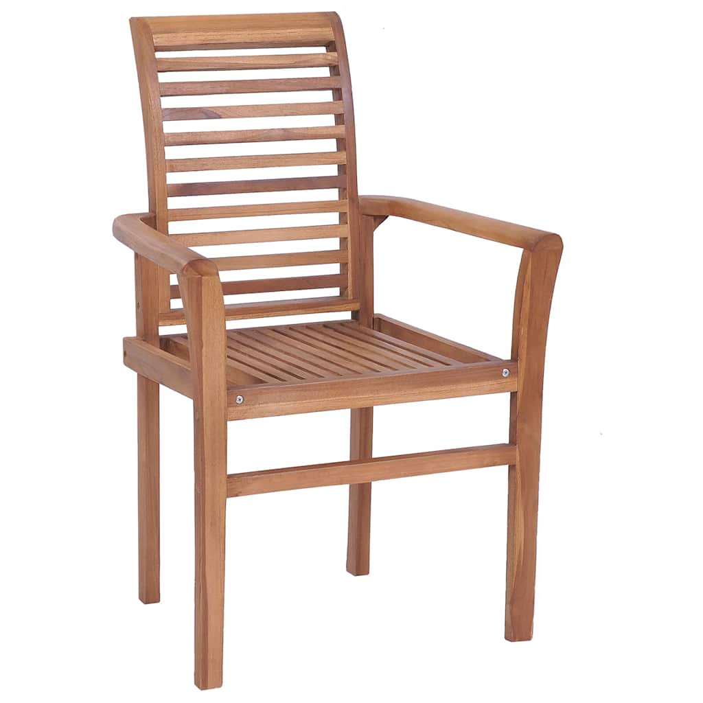 Essstühle 6 Stk. Stapelbar Massivholz Teak