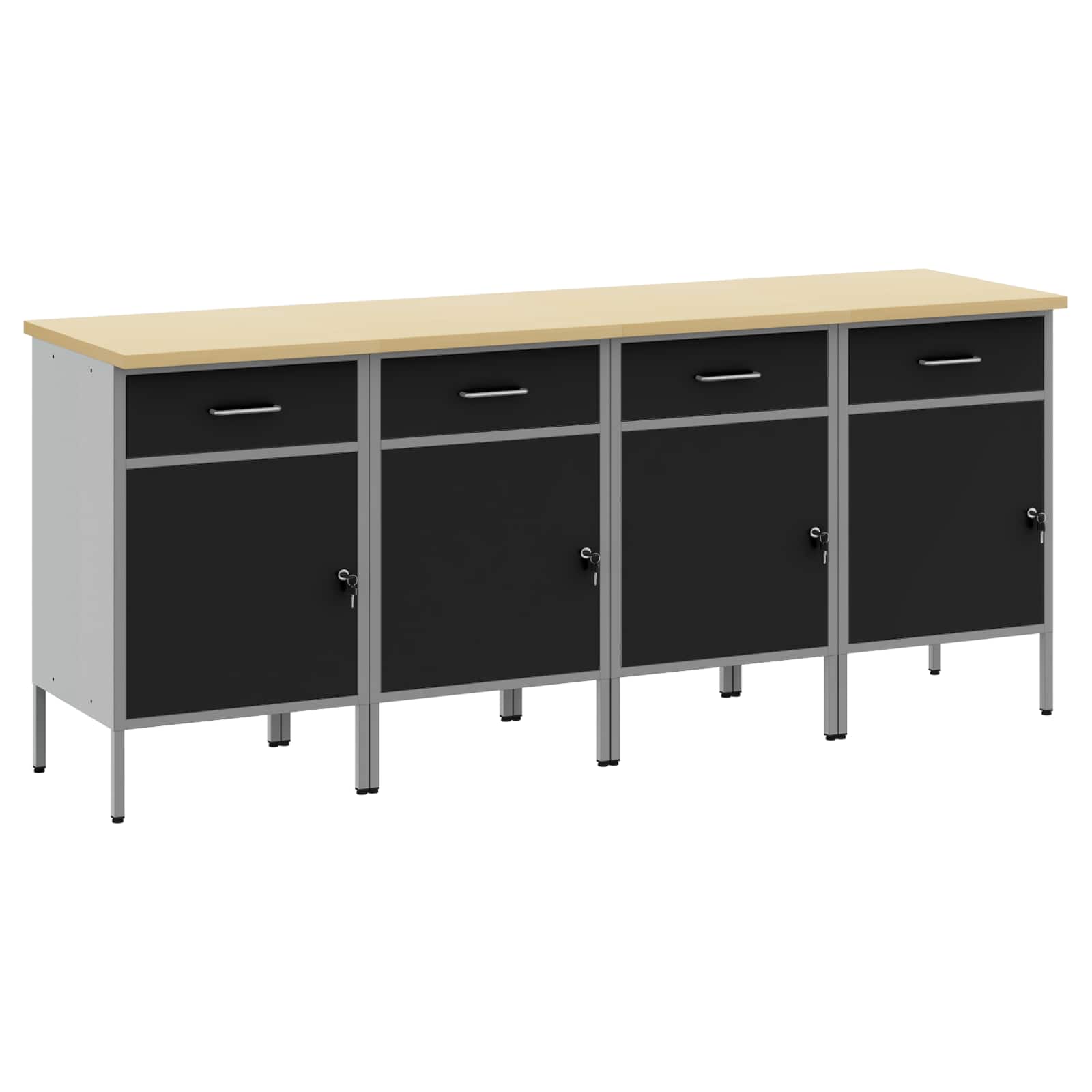 Werkbank mit Schubladen 2 pcs Rot und Grau 100 x 55 x 85 cm