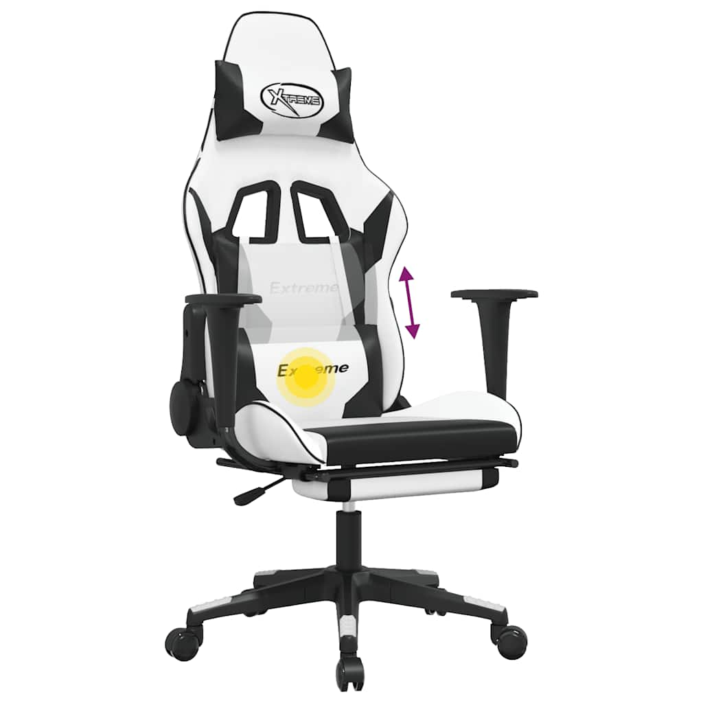 Gaming-Stuhl mit Massagefunktion Schwarz und Blau Kunstleder