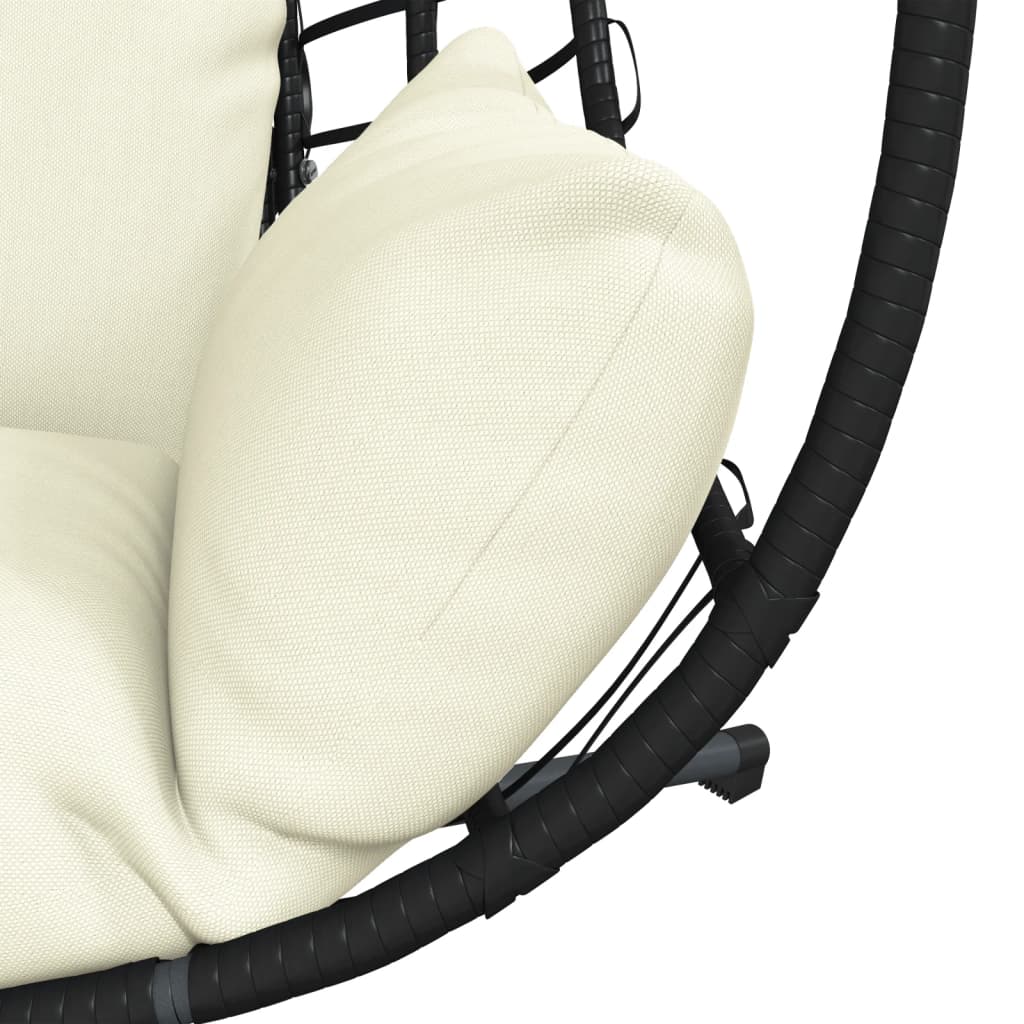 Hängesessel Ei-Design mit Ständer Anthrazit Rattan und Stahl