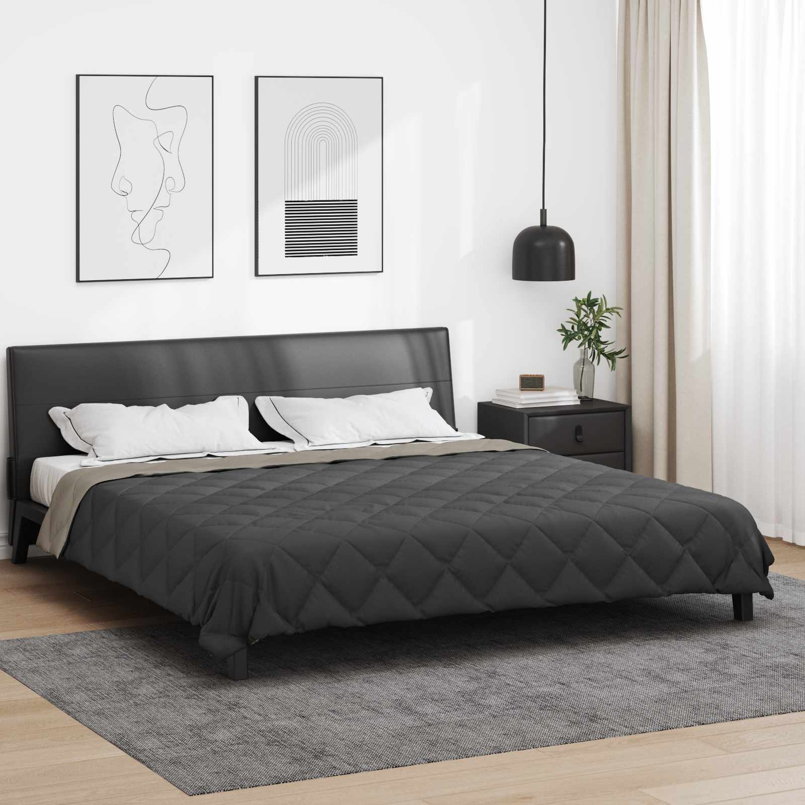 Ganzjahresbettdecke Anthrazit 135 x 200 cm Mikrofaser