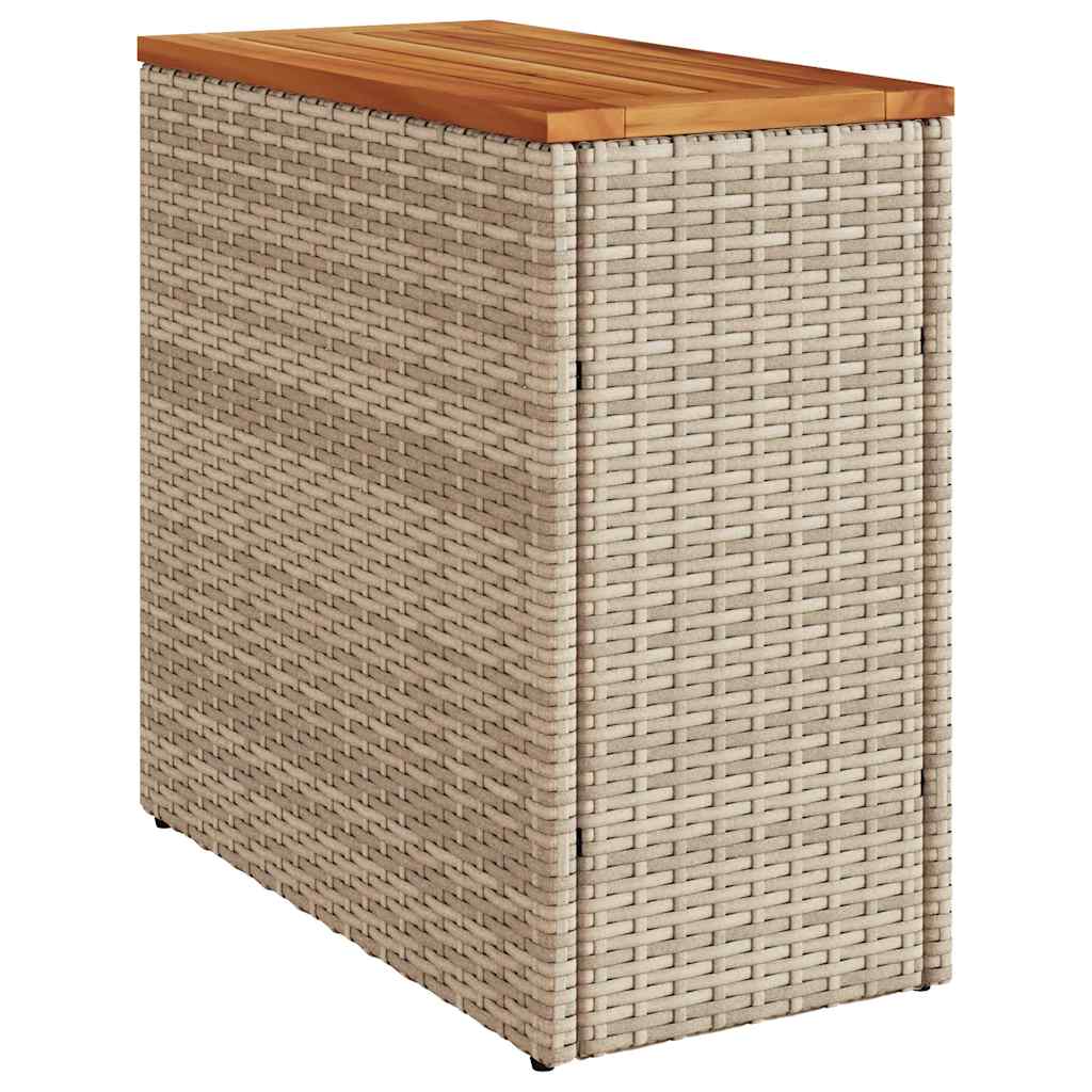 Garten-Beistelltisch mit Glasplatte Schwarz 58x27,5x55cm Rattan