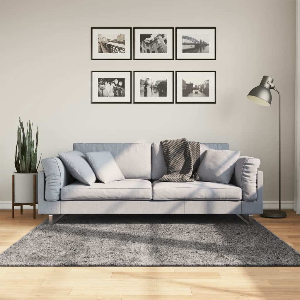 Teppich HUARTE Kurzflor Weich und Waschbar Anthrazit 60x110 cm