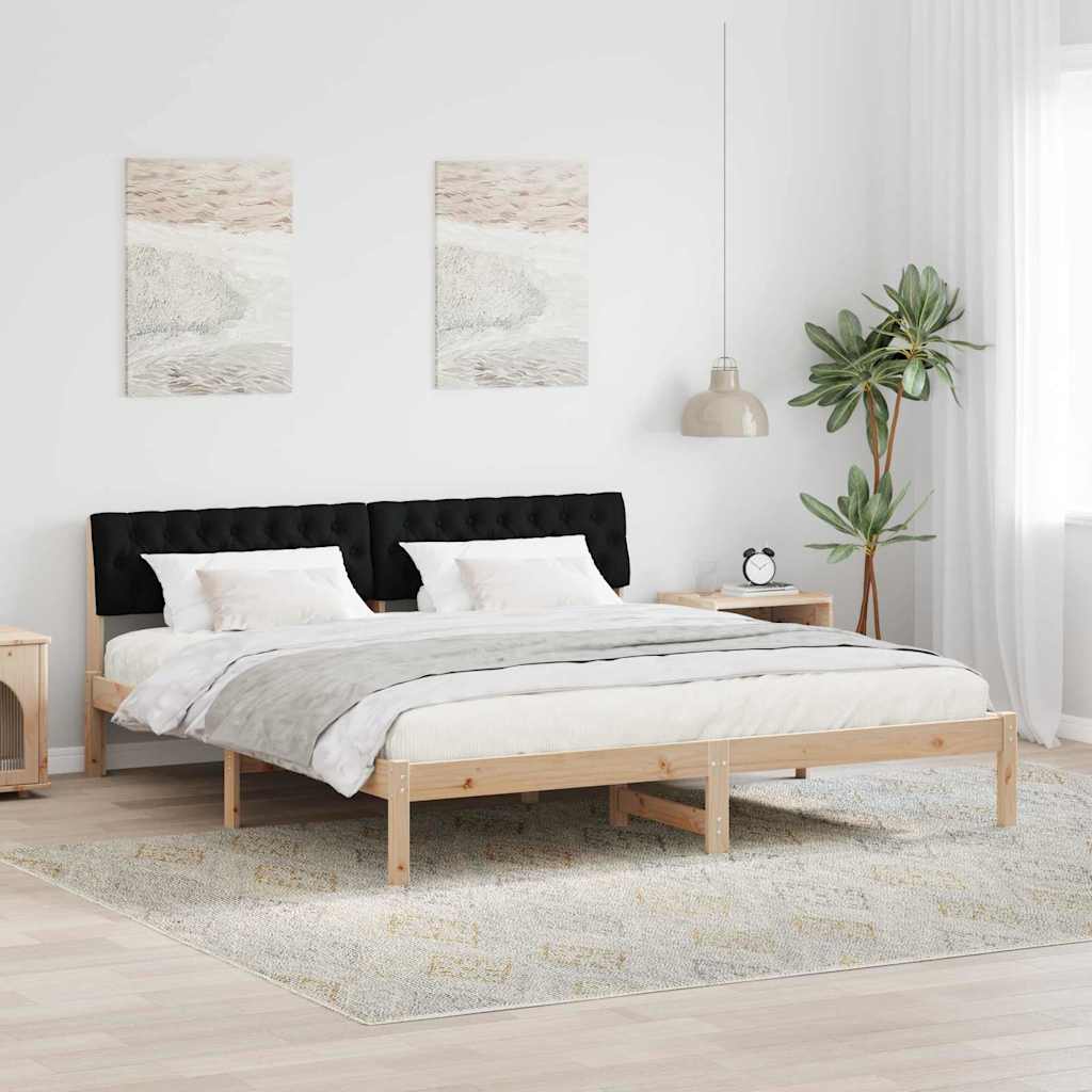 Bettgestell Braun und hellgrau 200 x 200 cm Massivholz Kiefer