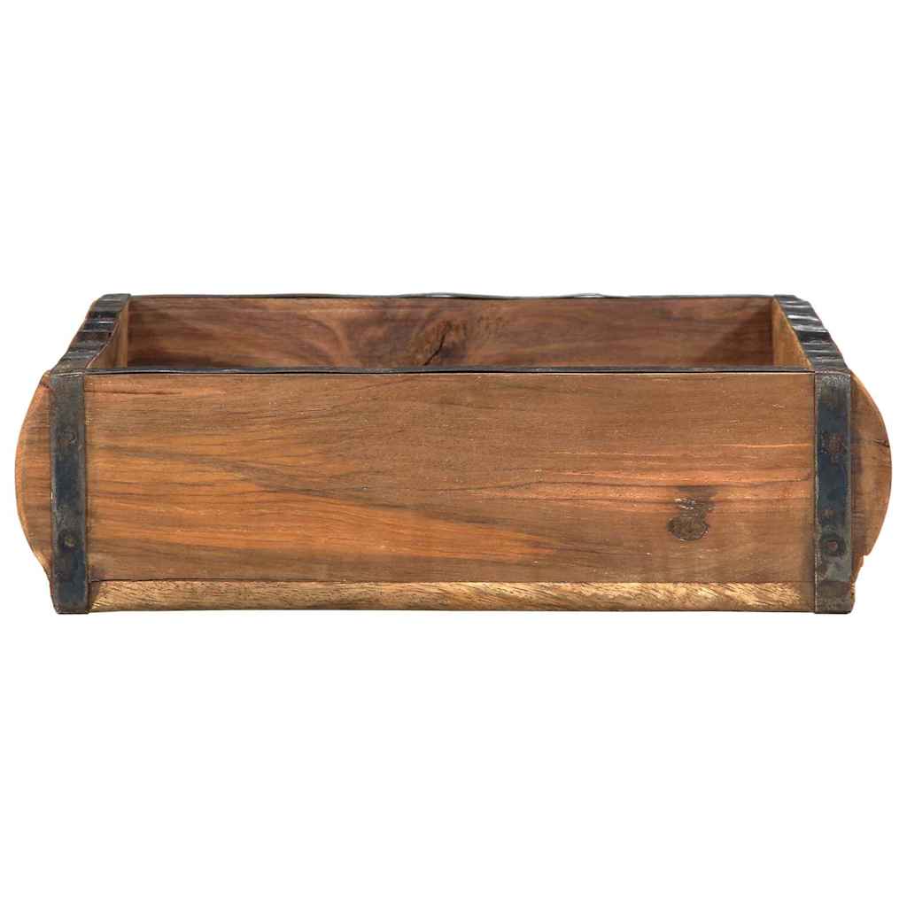Tablett Braun 30 x 15 x 9 cm Massives upgecyceltes Holz