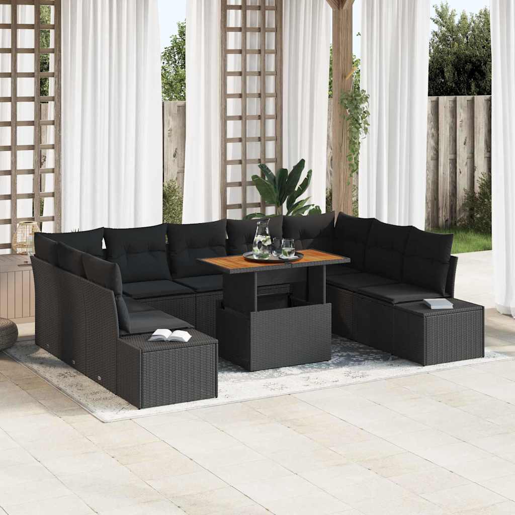 Garten Essgruppe mit Kissen 10 pcs Schwarz und Creme