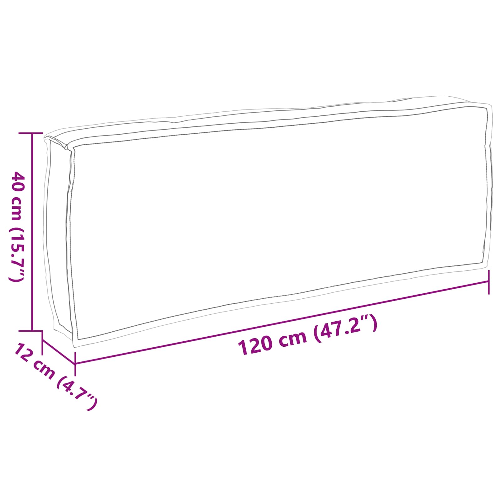 Kissen Anthrazit 120 x 40 x 12 cm Oxford-Stoff