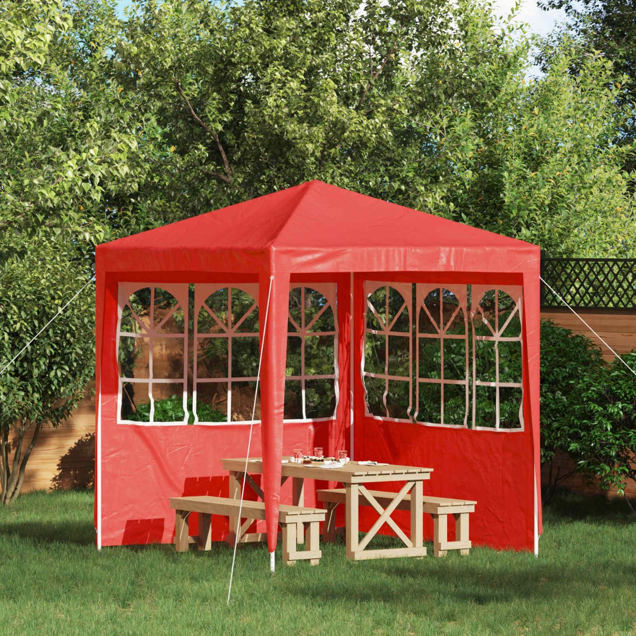 Party Zelt Seitenteil 2 pcs 300 x 195 cm Rot PE und Stahl