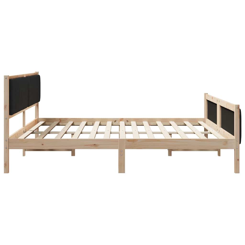 Bettgestell Braun und hellgrau 200 x 200 cm Massivholz Kiefer