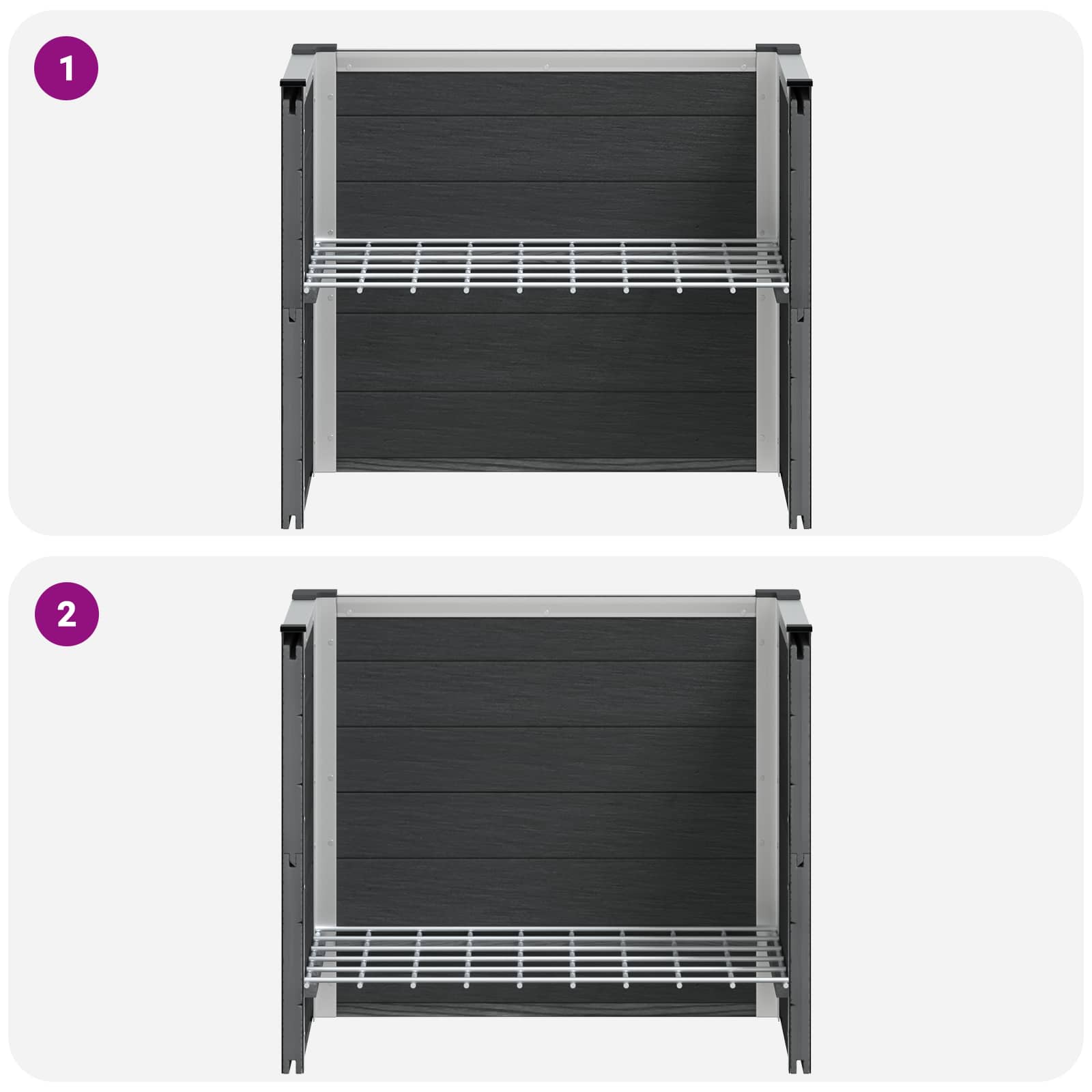 Hochbeet Grau 50 x 30 x 22 cm WPC und Aluminium
