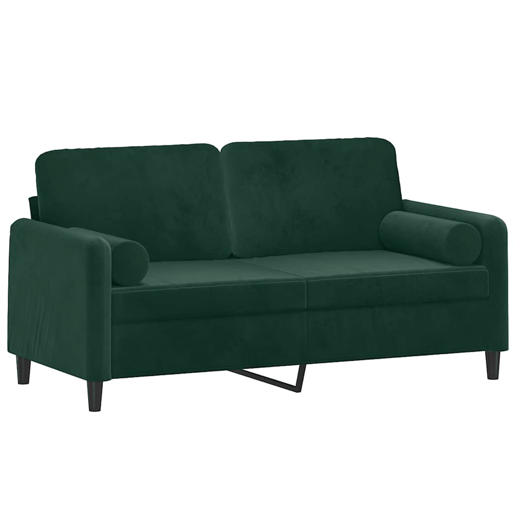 2-Sitzer-Sofa mit Zierkissen Dunkelgrün 120 cm Samt