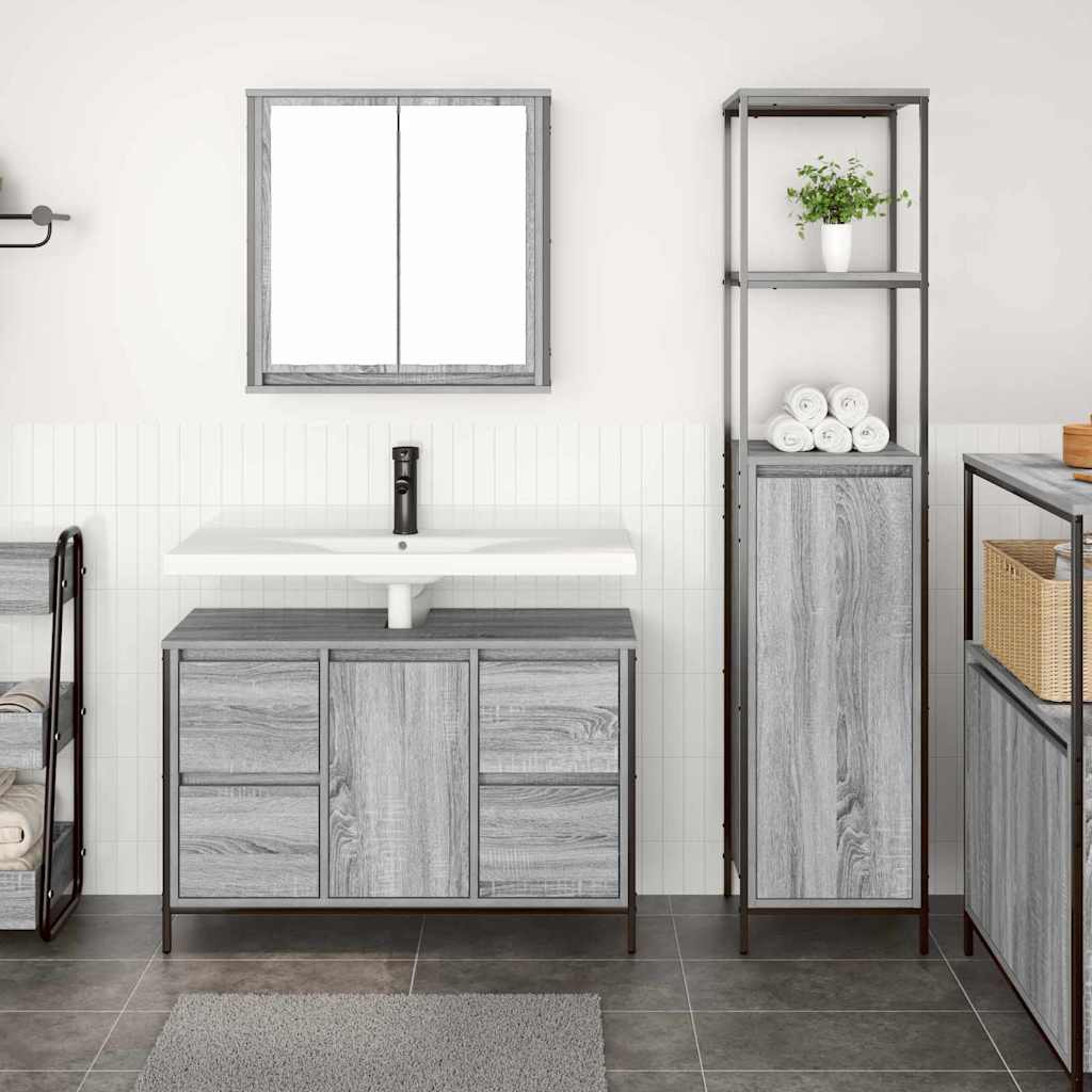 Badezimmermöbel Set mit Schubladen 2 pcs Schwarz Eichen-Optik